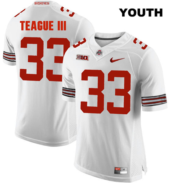 Ohio State Buckeyes Youth Master Teague #33 White Authentic Nike College NCAA Stitched Football Jersey GT19U04HN